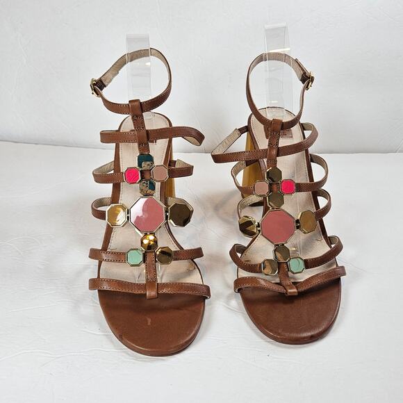 Louise et Cie Leather Strappy Block Heeled Sandals Leeba Women's 9.5 Party Work - Picture 3 of 12